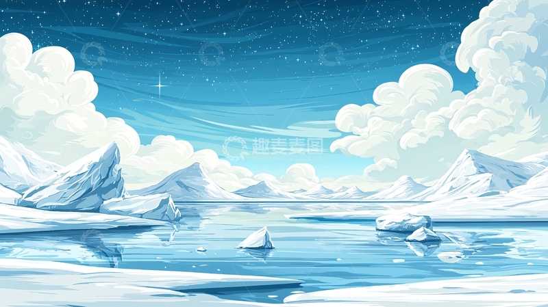 高清大图下载【趣麦麦图】冰川夜景高清图片