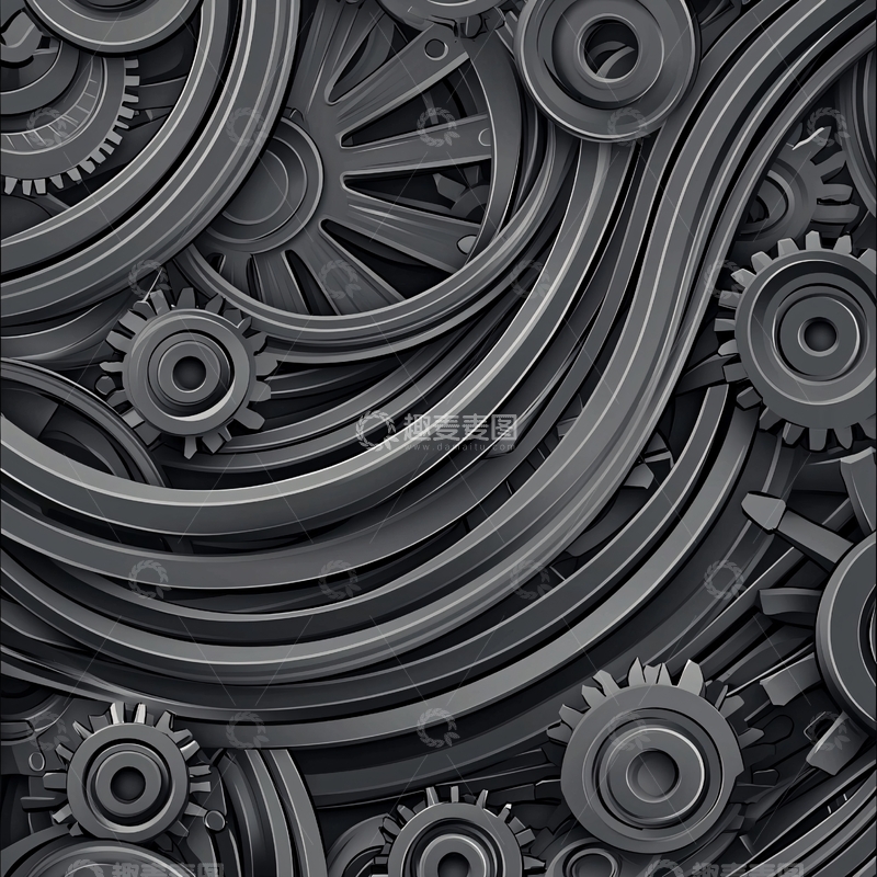 高清大图下载【趣麦麦图】齿轮机械抽象图案背景