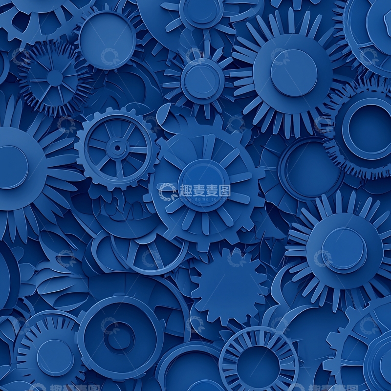 高清大图下载【趣麦麦图】蓝色齿轮机械背景素材