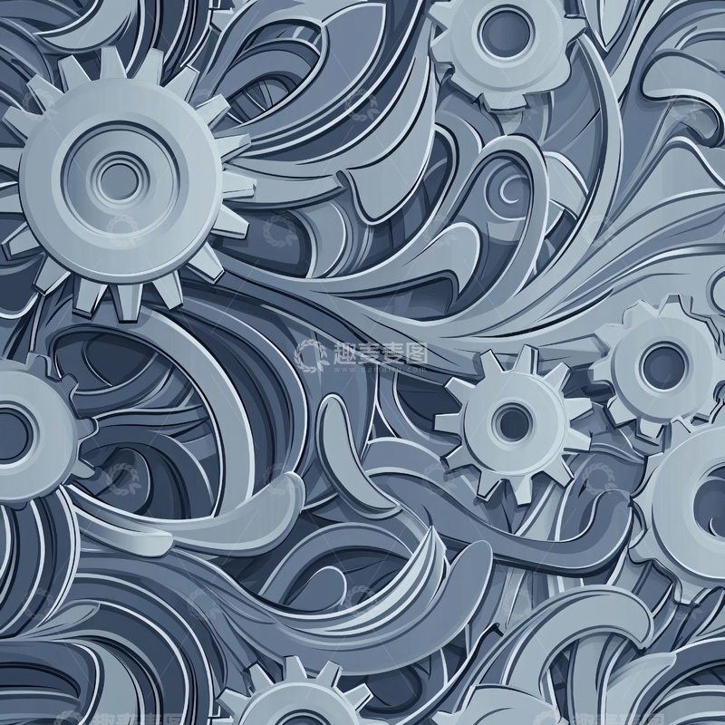 高清大图下载【趣麦麦图】机械齿轮与螺旋图案背景