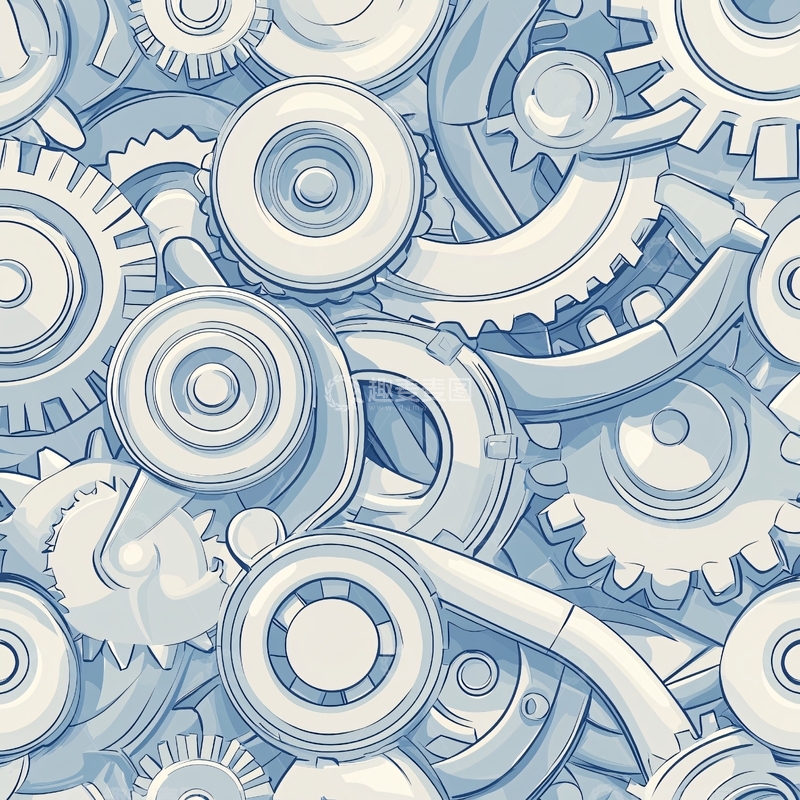 高清大图下载【趣麦麦图】机械齿轮无缝图案背景