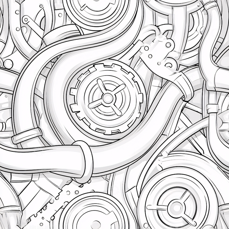高清大图下载【趣麦麦图】机械齿轮与管道组合图案