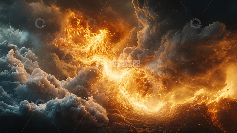 高清大图下载【趣麦麦图】蓝色与橙色交织的云