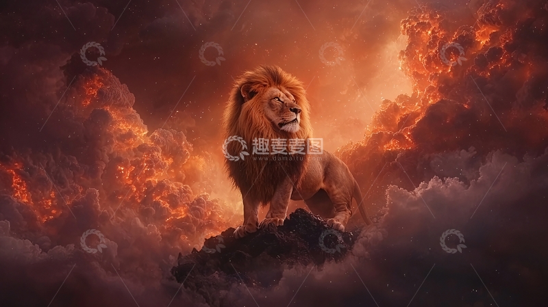 高清大图下载【趣麦麦图】雄狮傲立云端