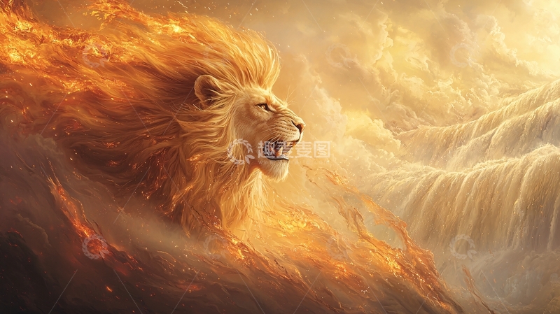 高清大图下载【趣麦麦图】咆哮的火焰狮子