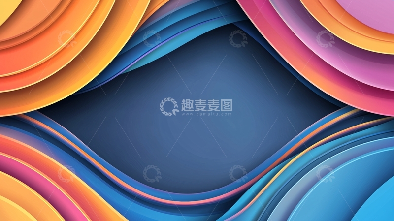 高清大图下载【趣麦麦图】抽象色彩流动曲线背景