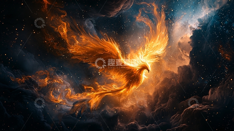 高清大图下载【趣麦麦图】浴火重生的金色凤凰