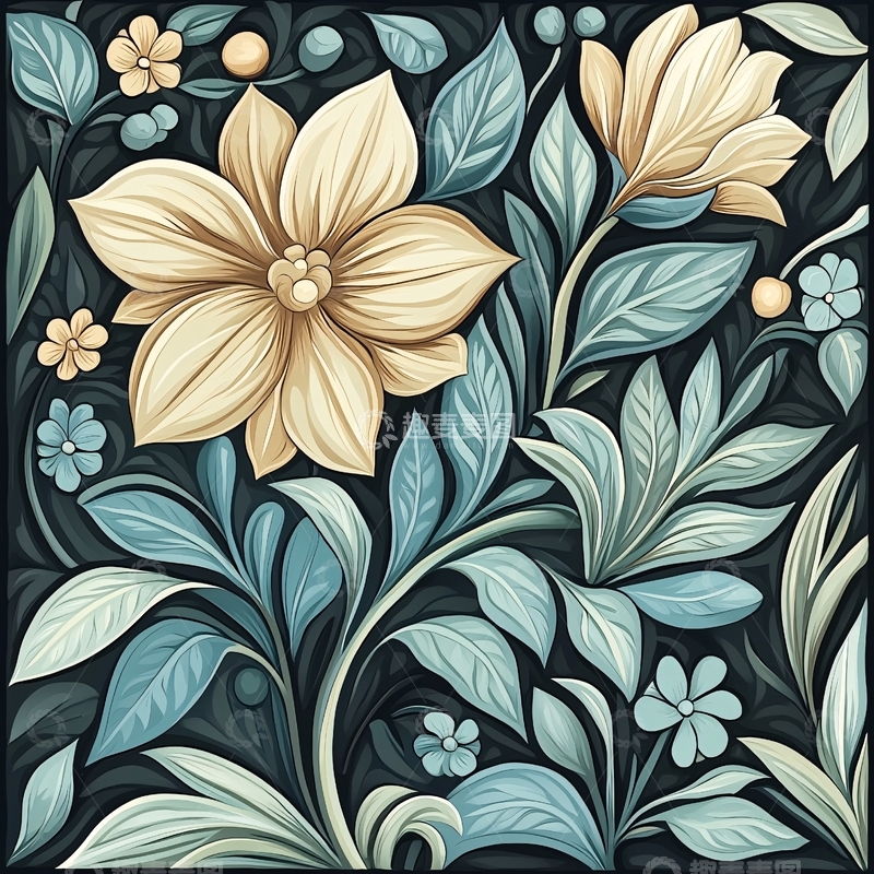 高清大图下载【趣麦麦图】花卉图案背景素材