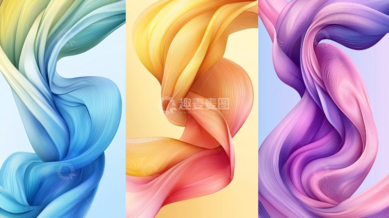 高清大图下载【趣麦麦图】色彩渐变流动线条艺术背景