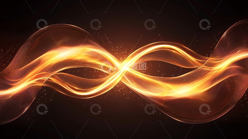 高清大图下载【趣麦麦图】金色波浪线条抽象艺术背景