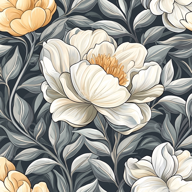 高清大图下载【趣麦麦图】优雅花卉图案背景素材