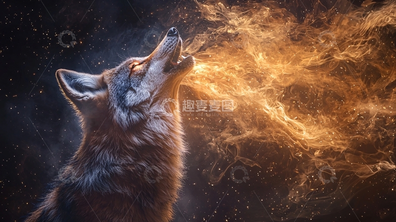 高清大图下载【趣麦麦图】狼对着天空嘶吼