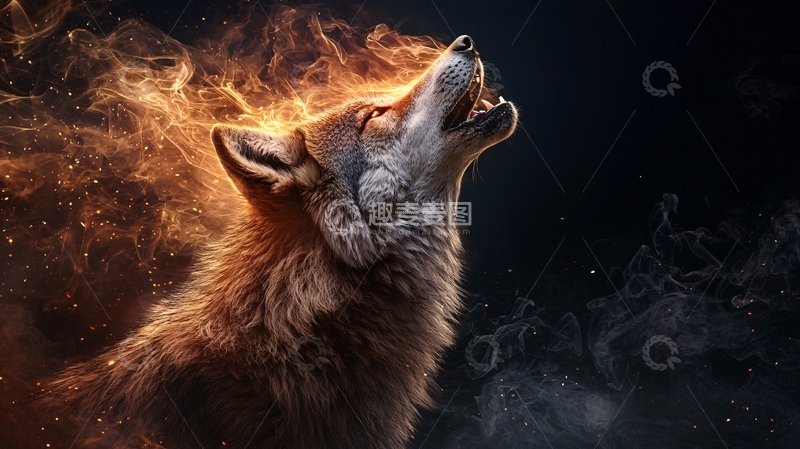 高清大图下载【趣麦麦图】仰天长啸的狼