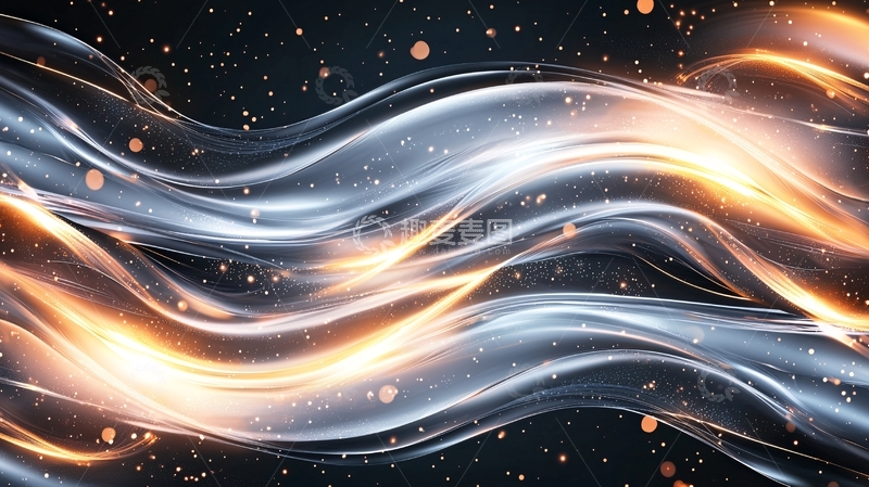 高清大图下载【趣麦麦图】流动的光波与粒子背景