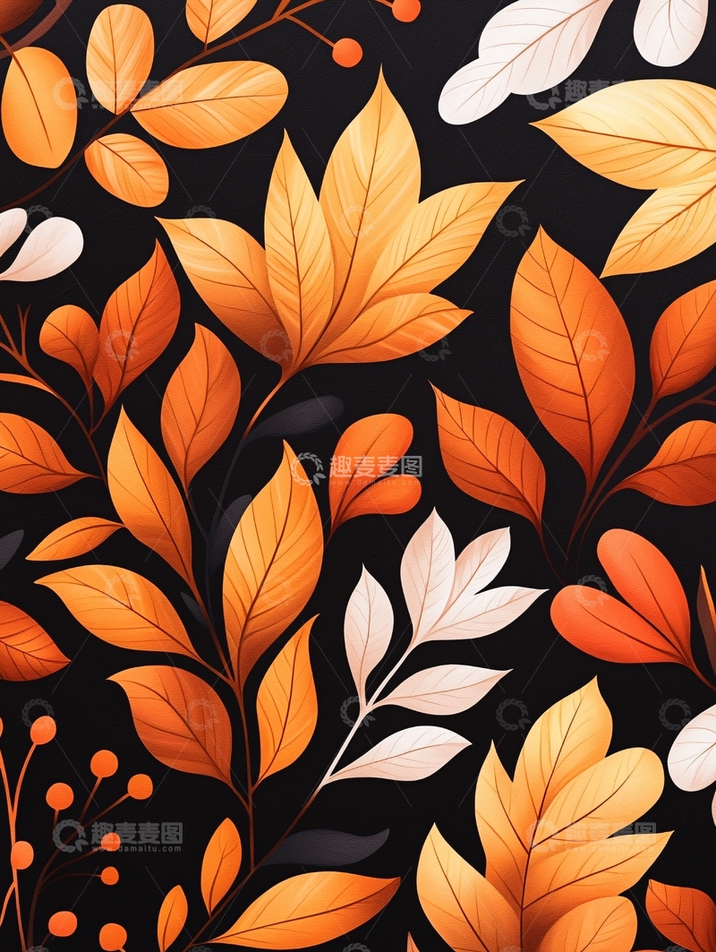 高清大图下载【趣麦麦图】秋叶背景图案素材