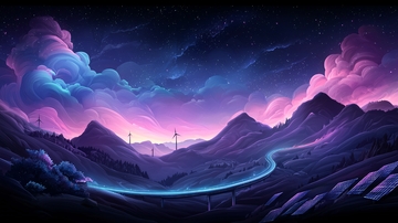 紫色星空下的山脉
