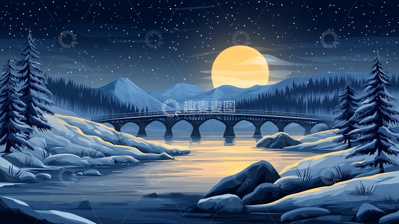 高清大图下载【趣麦麦图】冬日夜景高清图片