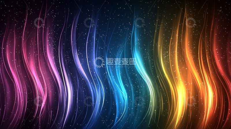高清大图下载【趣麦麦图】彩虹色波浪光效背景图