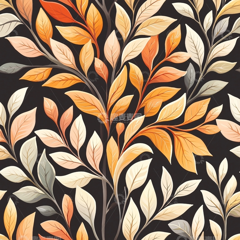 高清大图下载【趣麦麦图】秋叶渐变色背景图案
