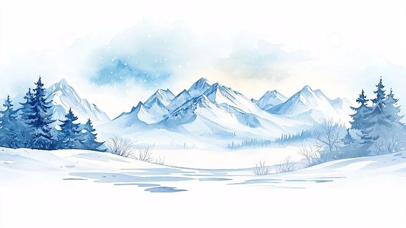 高清大图下载【趣麦麦图】冬日雪山松林风景图