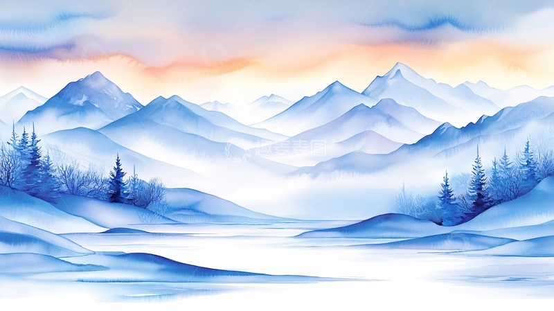 高清大图下载【趣麦麦图】冬日雪山风景画