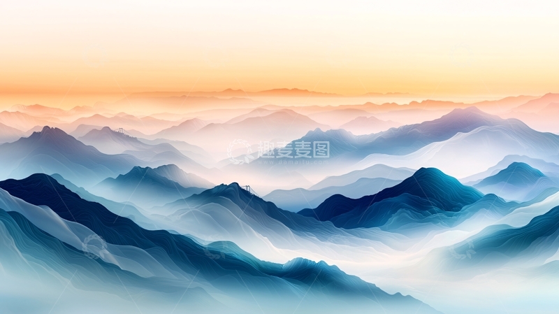 高清大图下载【趣麦麦图】水墨山水意境朦胧唯美