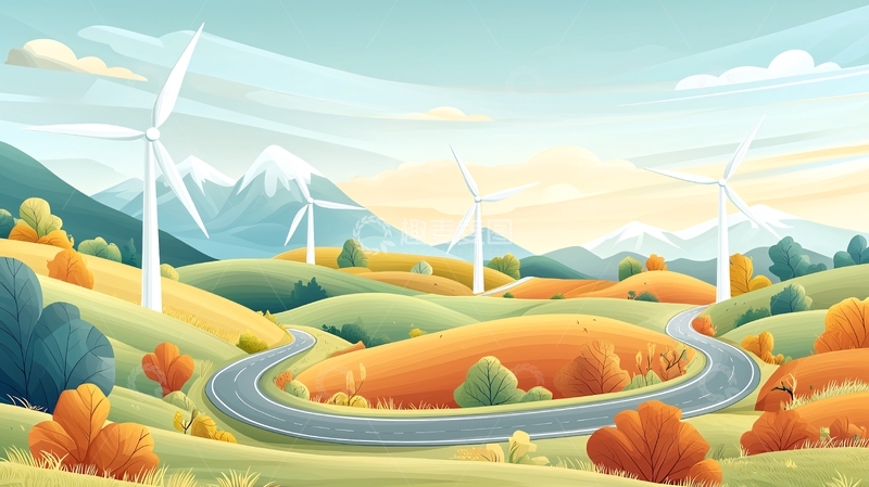 高清大图下载【趣麦麦图】风景优美的风力发电场