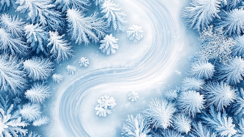 高清大图下载【趣麦麦图】雪覆盖的森林小路