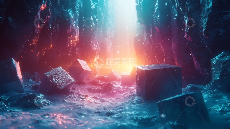 高清大图下载【趣麦麦图】神秘洞穴中的发光石块