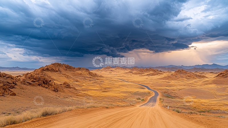 高清大图下载【趣麦麦图】崎岖沙路通向暴风雨