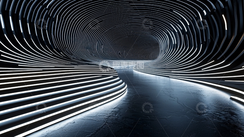 高清大图下载【趣麦麦图】未来感隧道光影效果