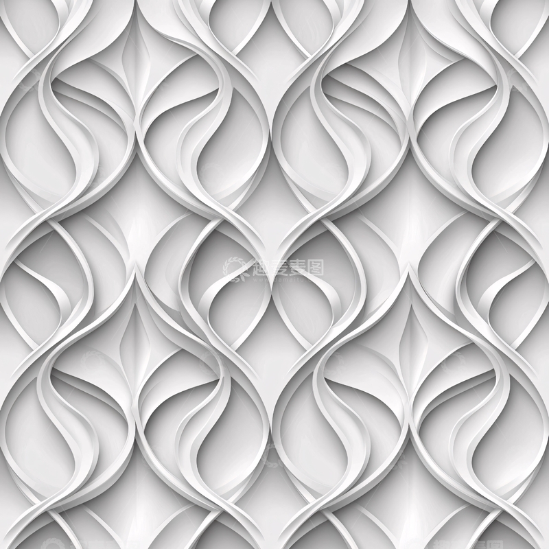 高清大图下载【趣麦麦图】白色波浪形线条几何图案背景