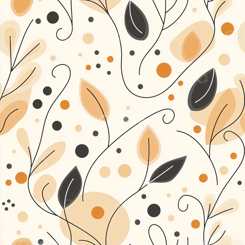 高清大图下载【趣麦麦图】秋日花卉简约图案背景