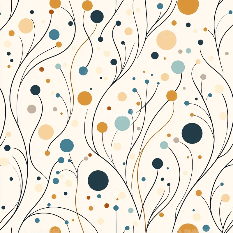 高清大图下载【趣麦麦图】抽象线条与圆点艺术背景