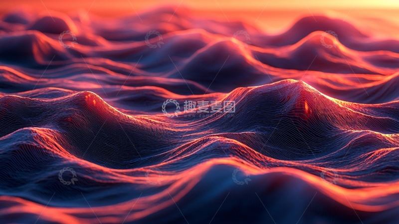 高清大图下载【趣麦麦图】红色波浪抽象背景