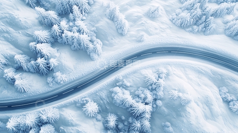 高清大图下载【趣麦麦图】雪地蜿蜒的道路