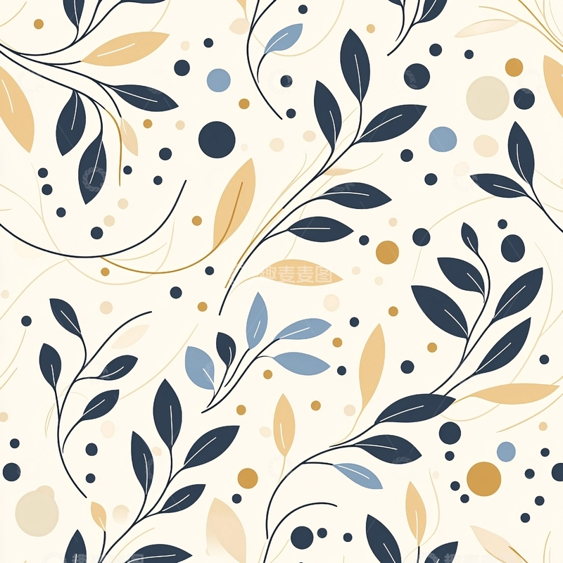 高清大图下载【趣麦麦图】秋日树叶与圆点背景图案