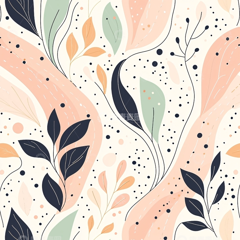 高清大图下载【趣麦麦图】抽象花卉图案背景素材