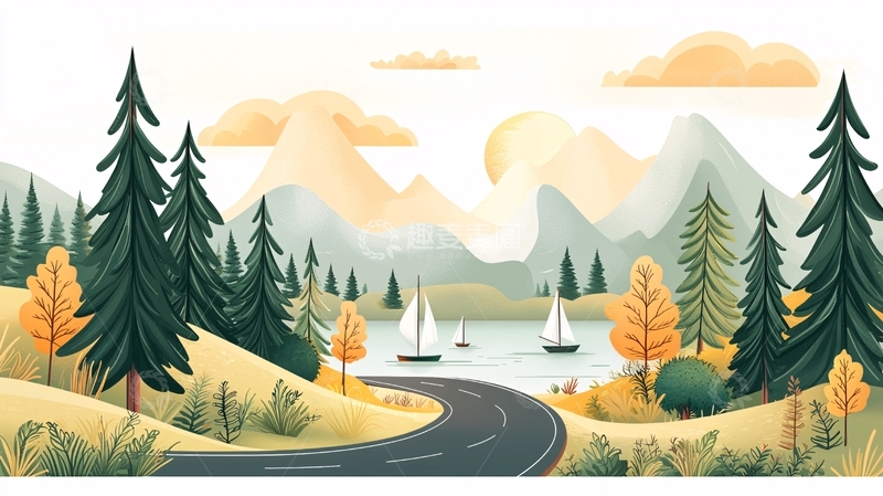 高清大图下载【趣麦麦图】水彩风景插画