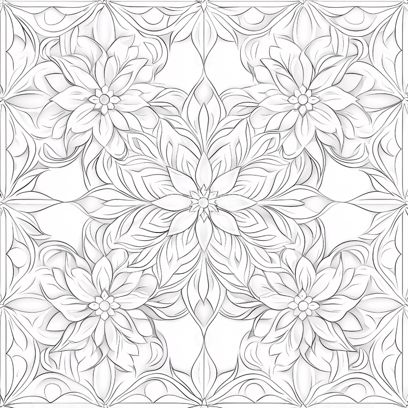 高清大图下载【趣麦麦图】花卉图案手绘线稿背景