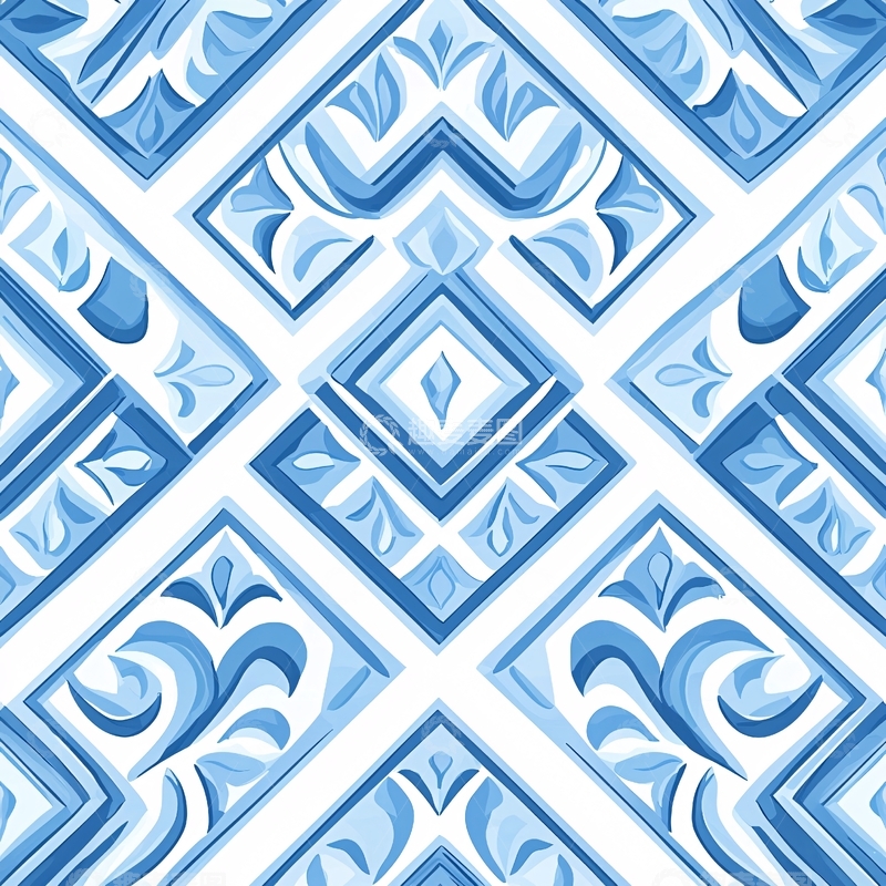 高清大图下载【趣麦麦图】蓝色几何图案瓷砖纹理背景