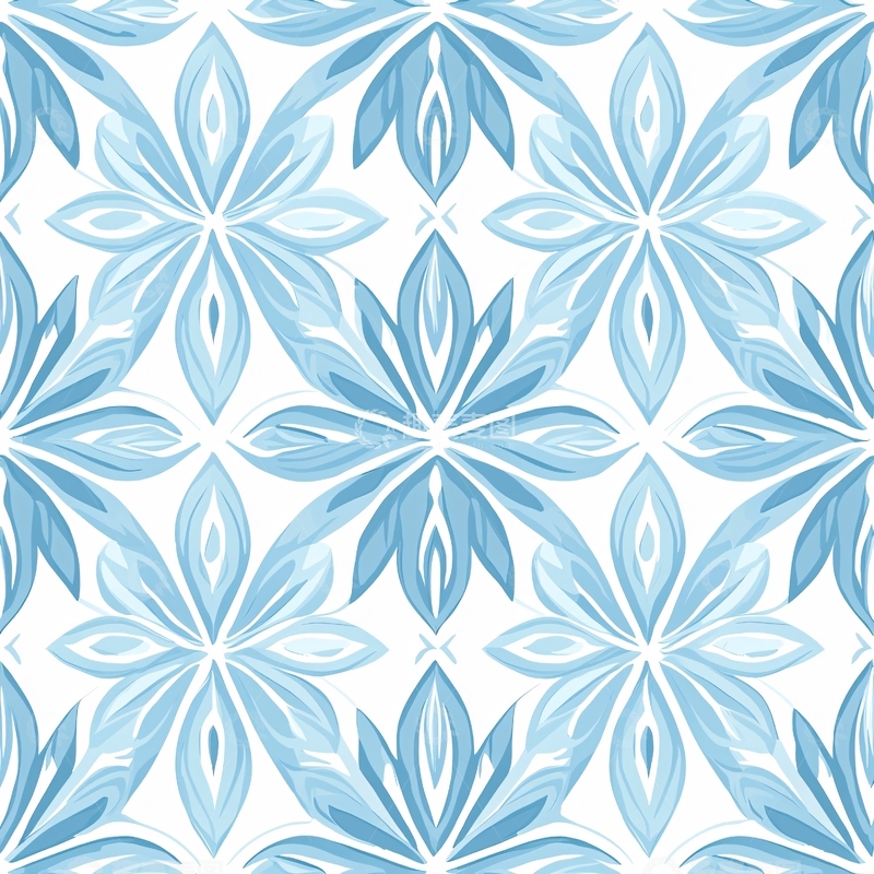 高清大图下载【趣麦麦图】蓝色花卉图案背景素材