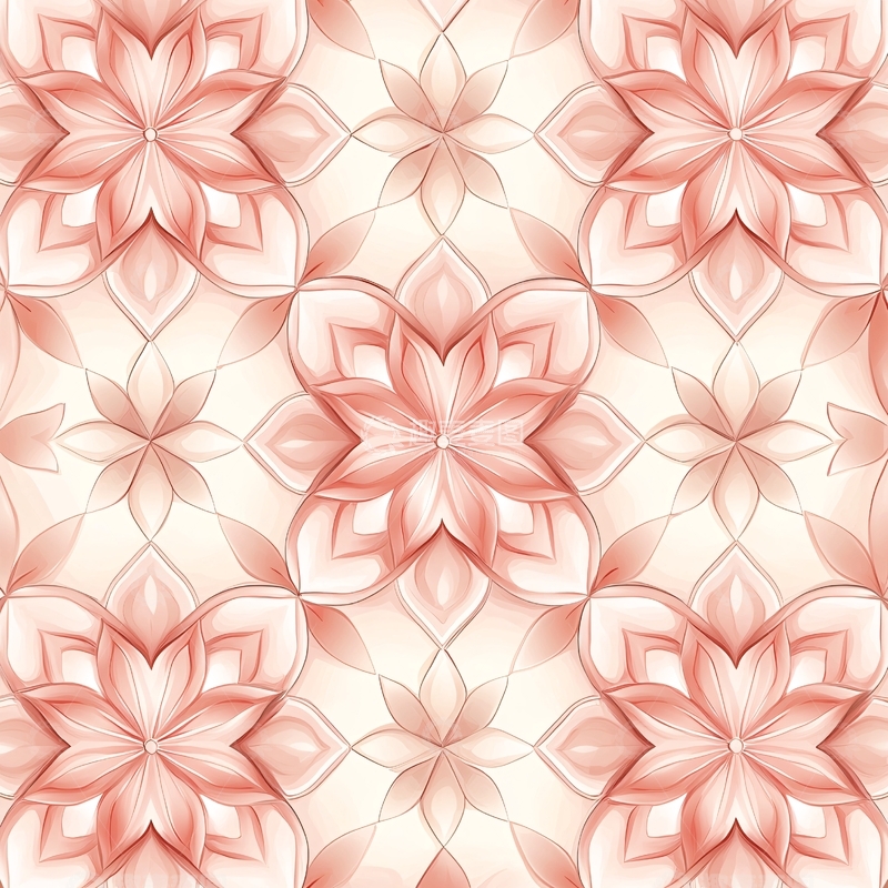 高清大图下载【趣麦麦图】粉色花卉几何图案背景