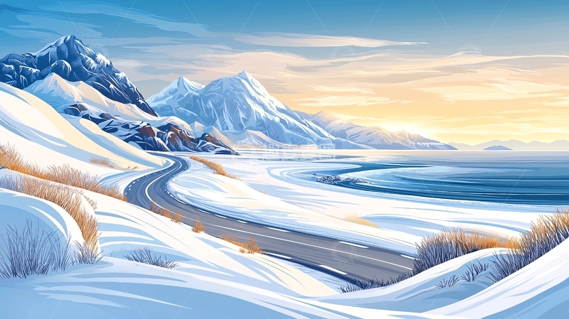 高清大图下载【趣麦麦图】雪山公路海岸线风光