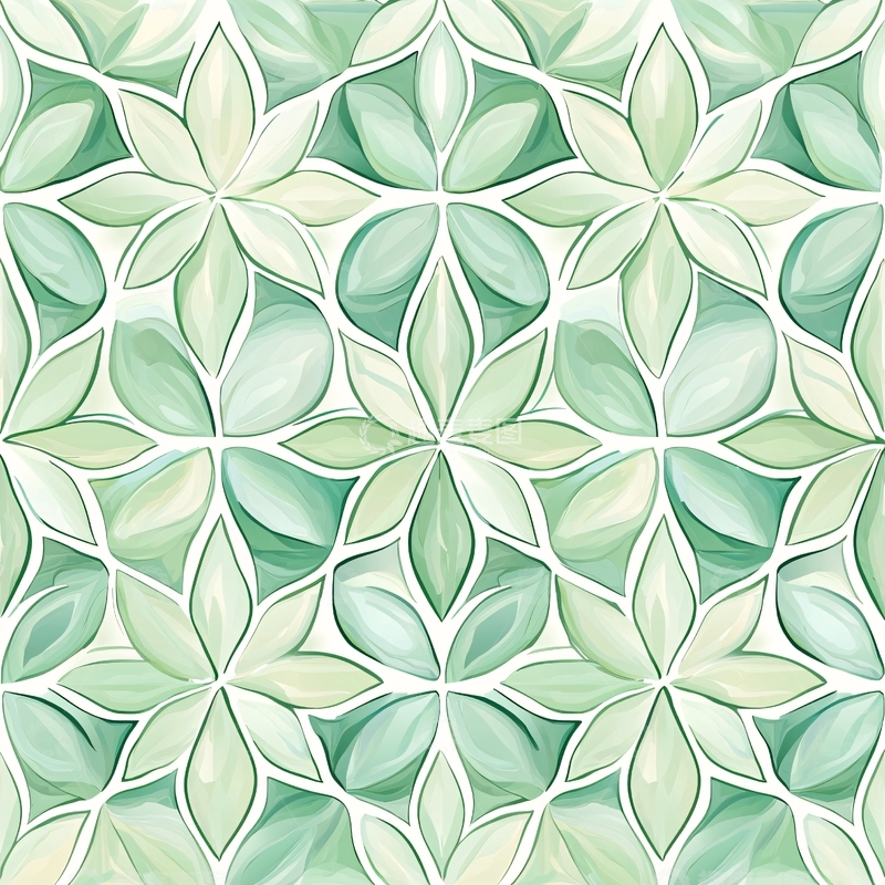 高清大图下载【趣麦麦图】绿色花卉拼图背景图案