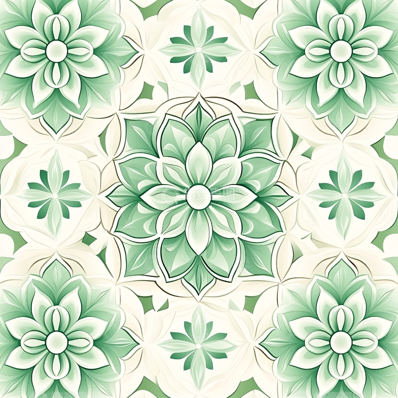 高清大图下载【趣麦麦图】绿色花卉图案背景素材