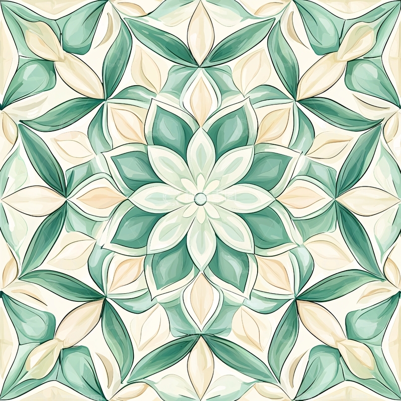 高清大图下载【趣麦麦图】绿色花卉图案背景素材