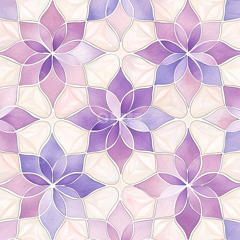 高清大图下载【趣麦麦图】紫色花卉拼图背景图案