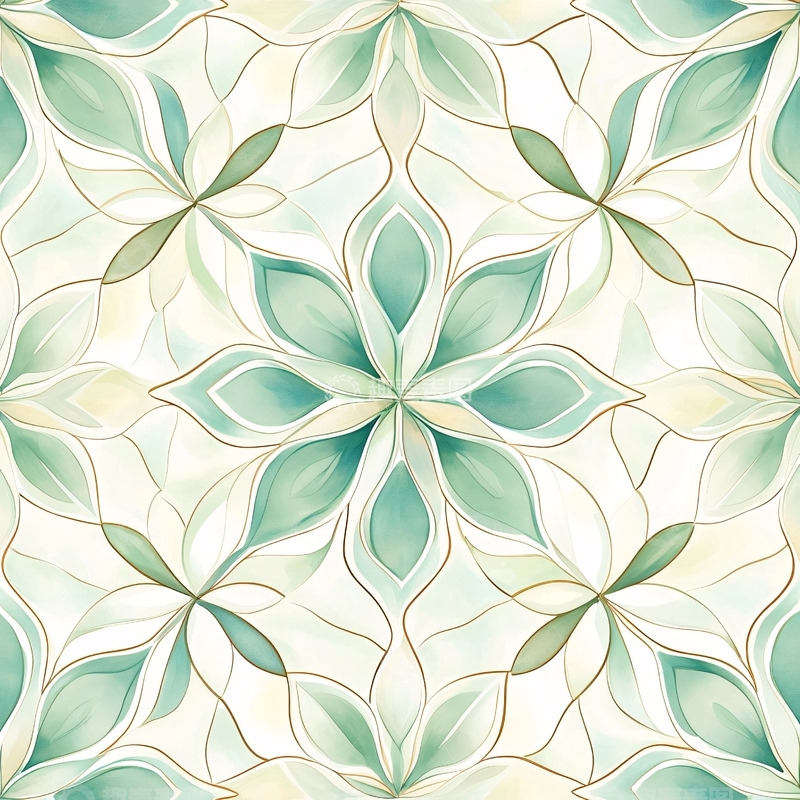 高清大图下载【趣麦麦图】绿色花卉图案背景素材