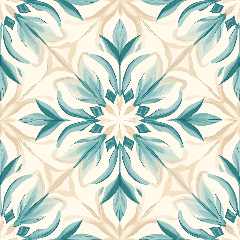 高清大图下载【趣麦麦图】蓝色花卉图案背景素材